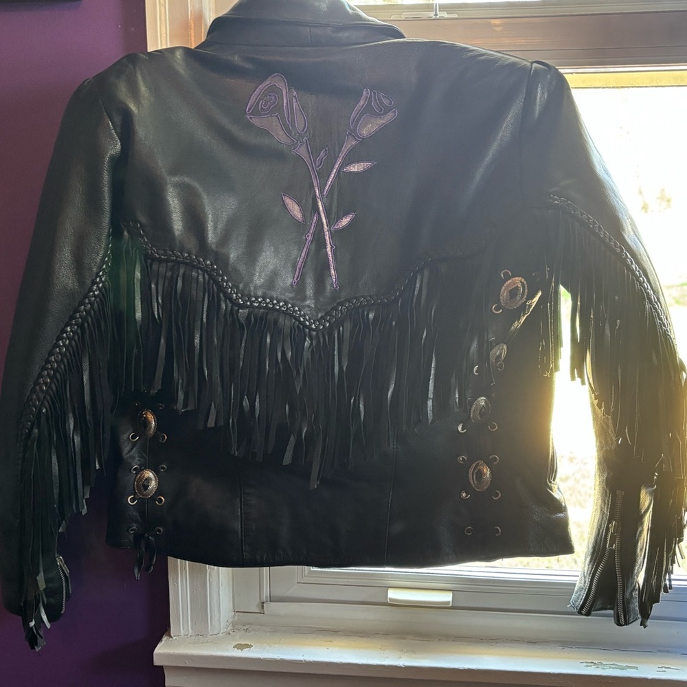 Black Leather Fringe Jacket